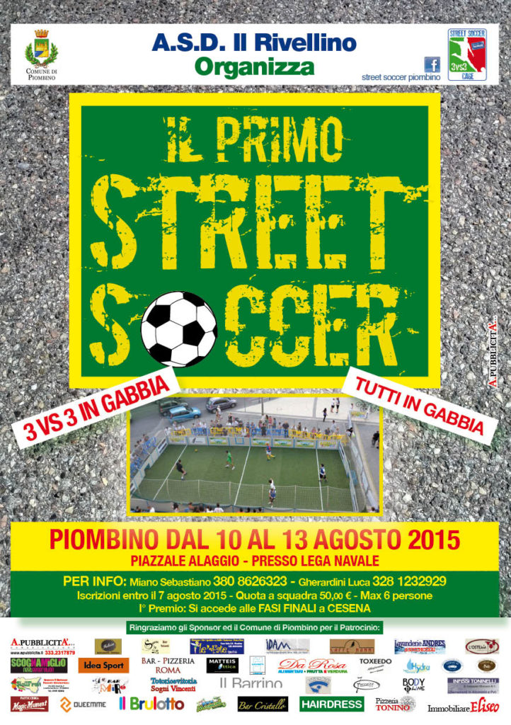 Grafica Locandina A3 e Volantini A5 – Street Soccer Piombino